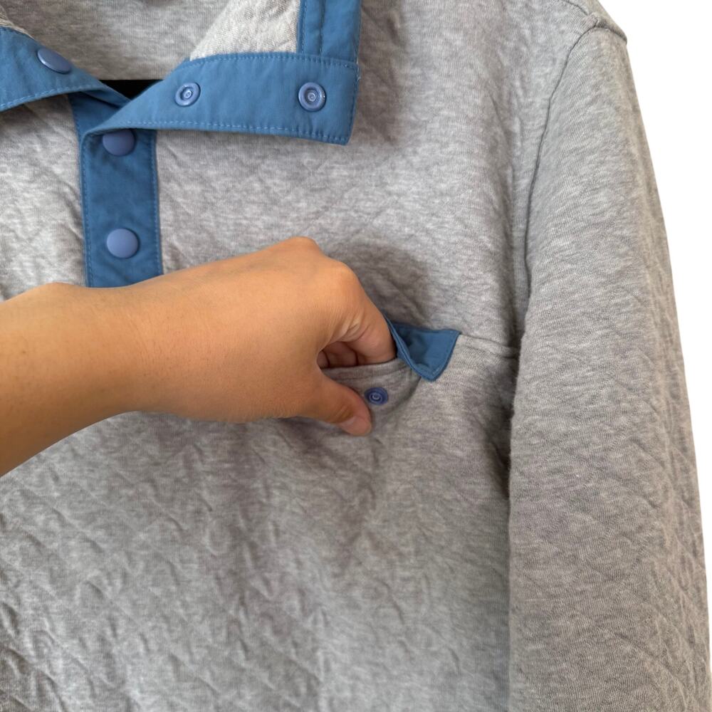 Patagonia W's Organic Cotton Quilt Snap-T Pullover Sweater Gray/Blue-Small - Picture 6 of 8